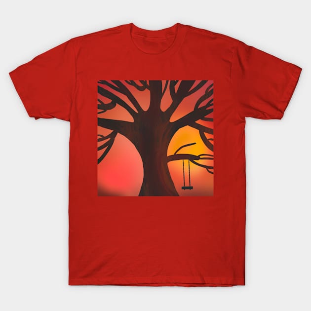 Bush Fire Sunset Australia T-Shirt by LozzieElizaDesigns